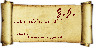 Zakariás Jenő névjegykártya
